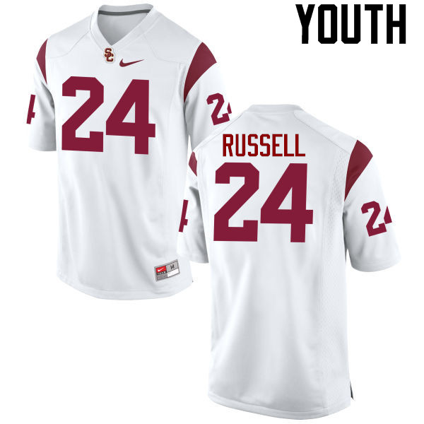Youth #24 Jake Russell USC Trojans College Football Jerseys-White - Click Image to Close